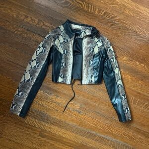 I.AM.GIA Women's Snake Print Leather Jacket, Unworn, Small